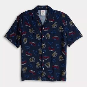 NWT Coors Light Print Short Sleeve Button Down